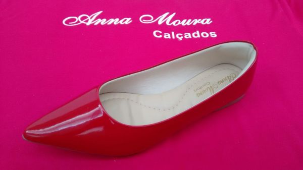 Sapatilha Verniz Vermelho - Bico Fino